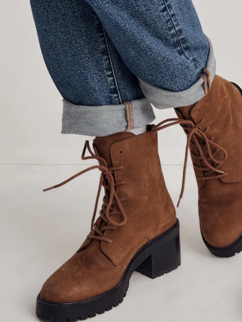 Madewell The Bradley Lace-Up Back Zip Closure Lugsole Boot